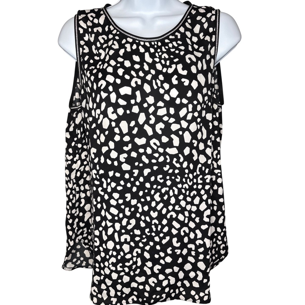 Marc Cain Womens Black White Animal Print Sleeveless Top N4/8 Light Breathable
